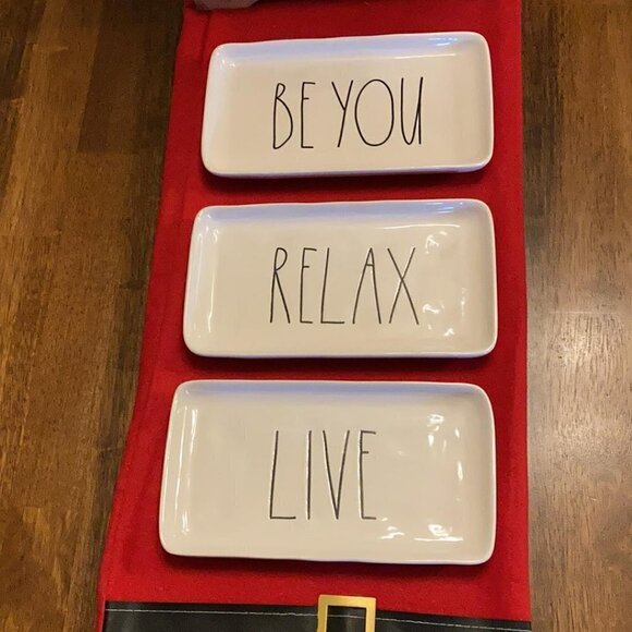 Rae Dunn "BE YOU, RELAX AND LIVE" Ceramic Trays - Picture 1 of 4